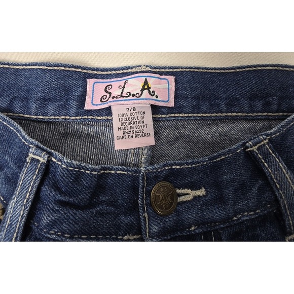 S.L.A. Jean Capris Ladies‎ 7/8 Blue Medium Denim Button Fly Funky Cotton Comfort - Picture 6 of 8